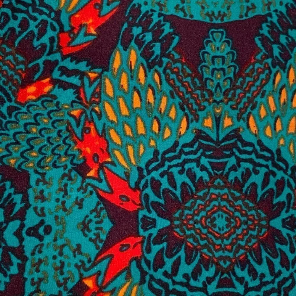 0659 LulaRoe Kids Leggings S/M Abstract Movement Print Green and Blue New